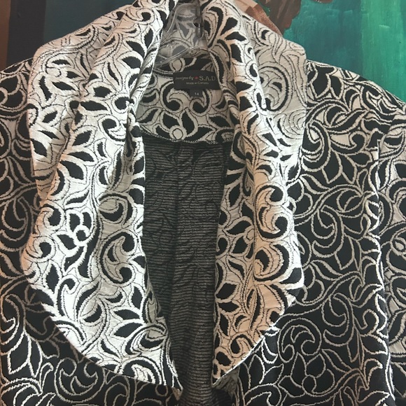 Designs by S.A.D. Chic Black and White Women's Blazer Vintage Size 14 - Picture 4 of 16